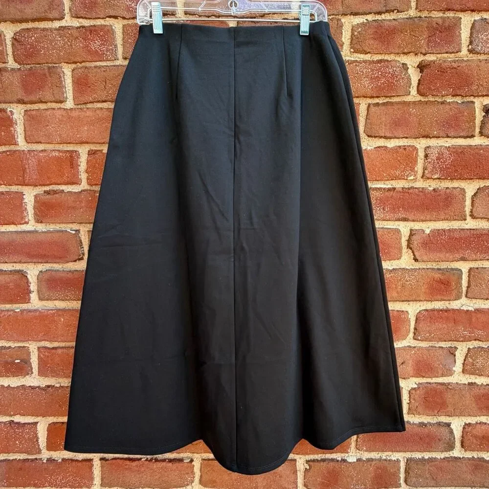 Eileen Fisher $188 Lightweight Ponte A-Line Skirt black petite medium NEW
